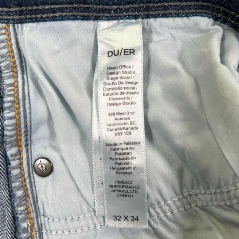 Du/er L2X Relaxed Tapered Performance Denim Jeans Mens 32x34 Casual Dark Wash - Picture 7 of 15